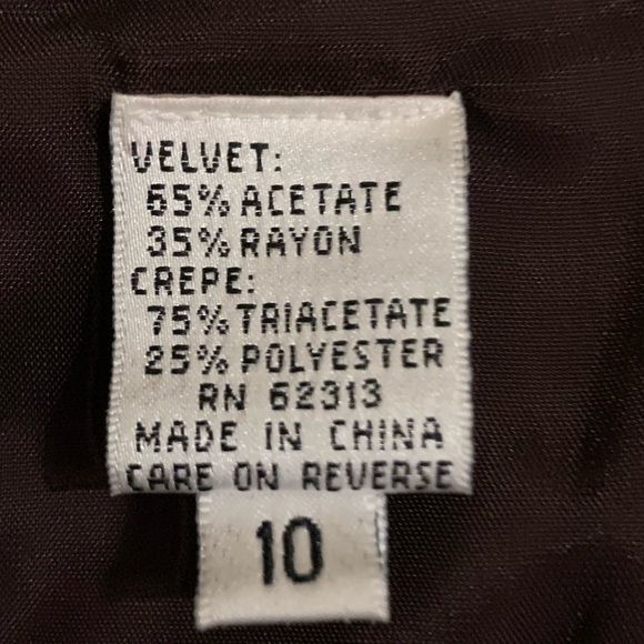 Oleg Cassini Black Tie Vintage Velvet Dark Brown Asymmetrical Dress. SZ 10 - Picture 4 of 10